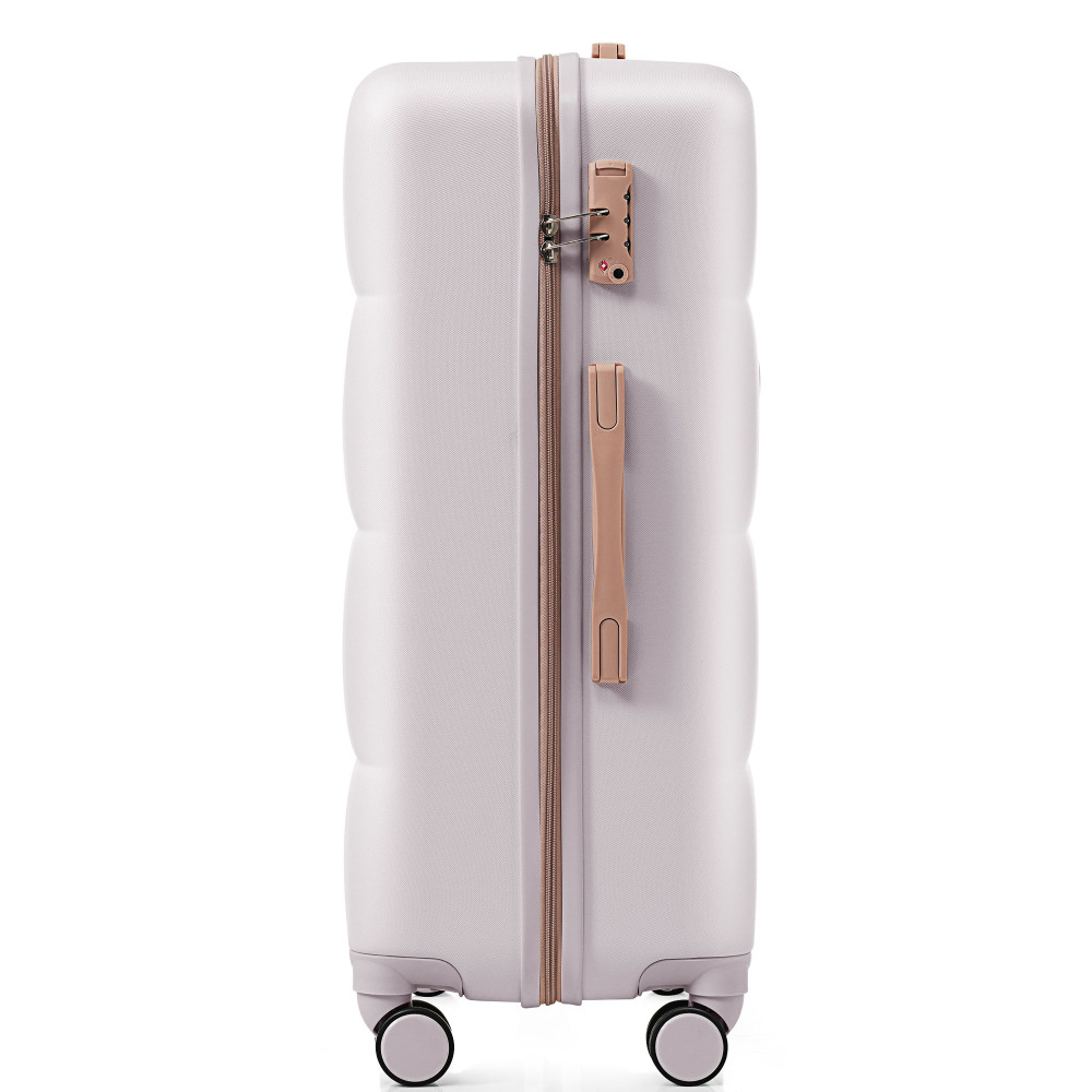 DECMAY 3-Piece ABS Luggage Set with Spinner Wheels and Cup Holder, Airline Carry-On Approved
