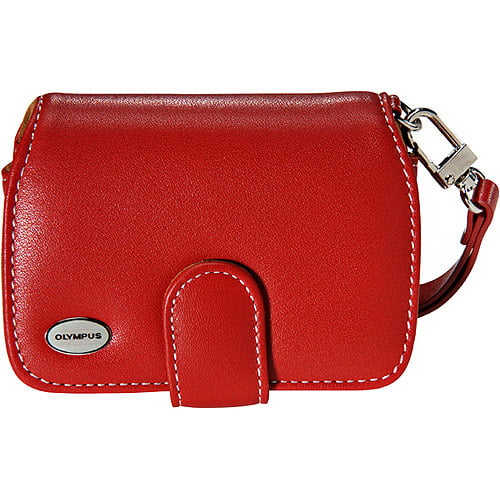 Olympus Premium Slim Camera Case Leather Compact Universal Cover Belt Clip Red 