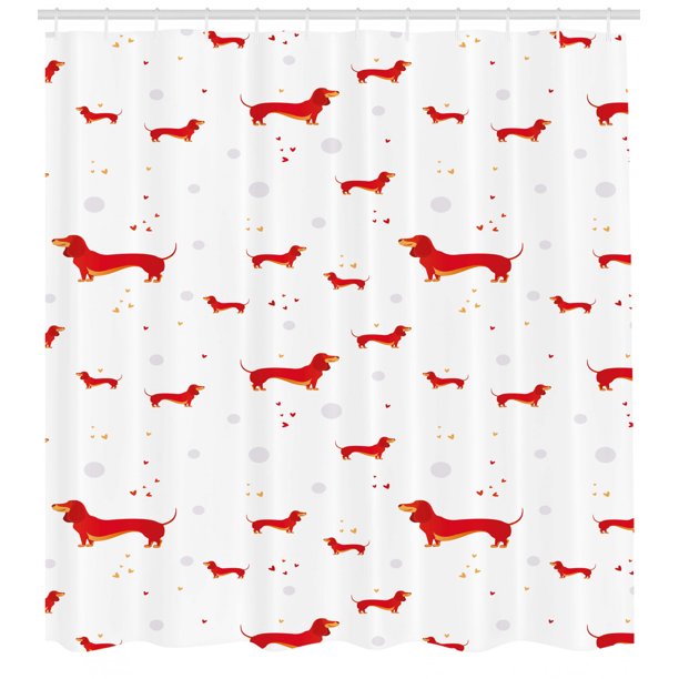 Dachshund Shower Curtain, Pet Lover Simplicity Sausage Dog with Hearts