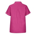thumbnail image 6 of nerohusy Plus Size Linen Shirts for Women Button Down Shirts Short Sleeve Cotton Linen Collared V Neck Casual Work Gauze Blouses 2025 Hot Pink,S, 6 of 8