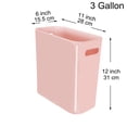 thumbnail image 2 of Youngever 2 Pack 3 Gallon Slim Trash Can, Plastic Garbage Container Bin, Trash Bin with Handles for Home Office, Living Room, Study Room, Kitchen, Bathroom (Pink), 2 of 4