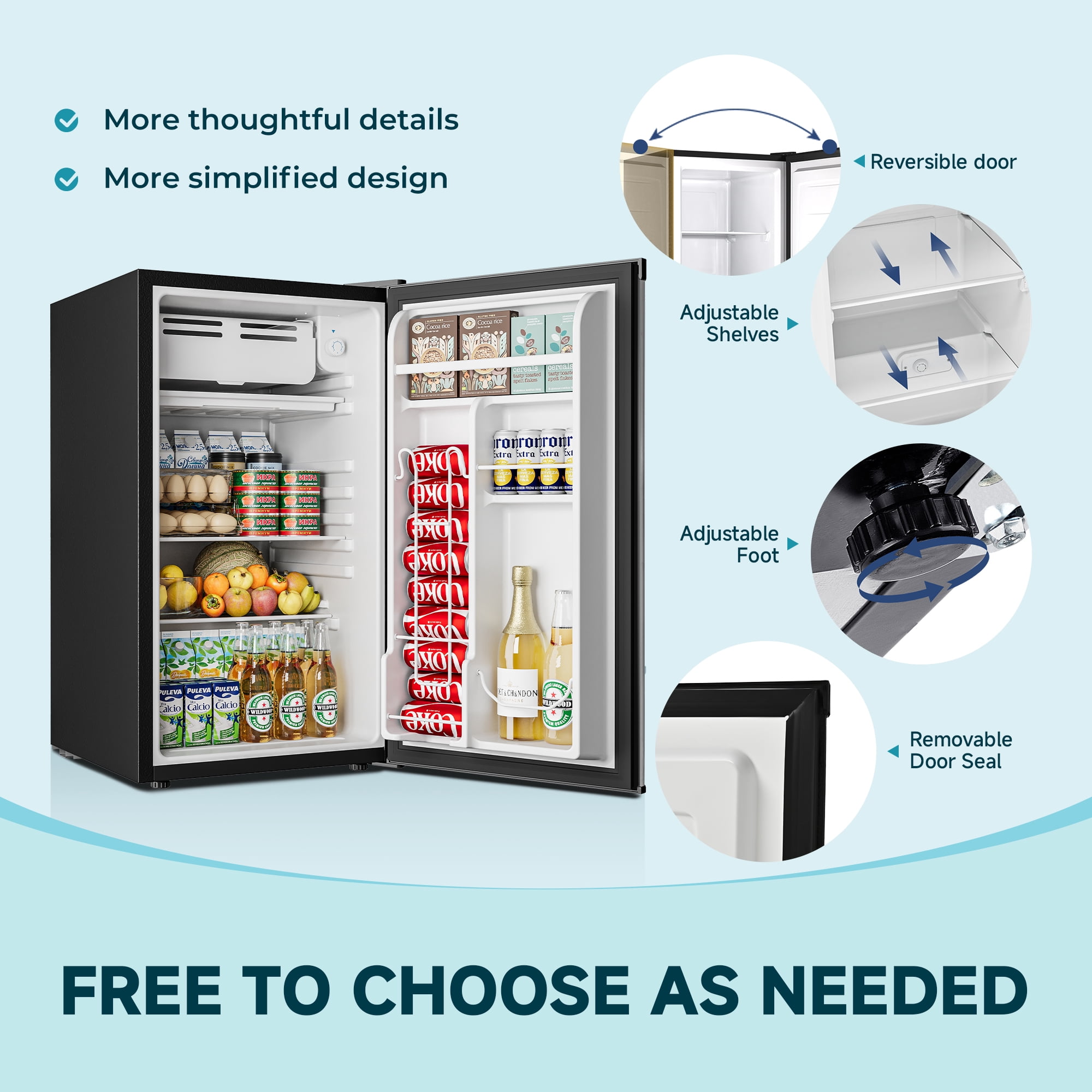 Simzlife 3.0 Cu.ft Upright Freezer,Single Door Compact Design,Reversible Stainless Steel Door,Suitable for Home,Dorm,Apartment and Office,Silver