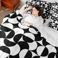 thumbnail image 5 of Castle Fairy Abstract Split Circle 7-Piece Twin Bedding,Retro Curved Bedding Comforter Set,Black White,Reversible, 5 of 7