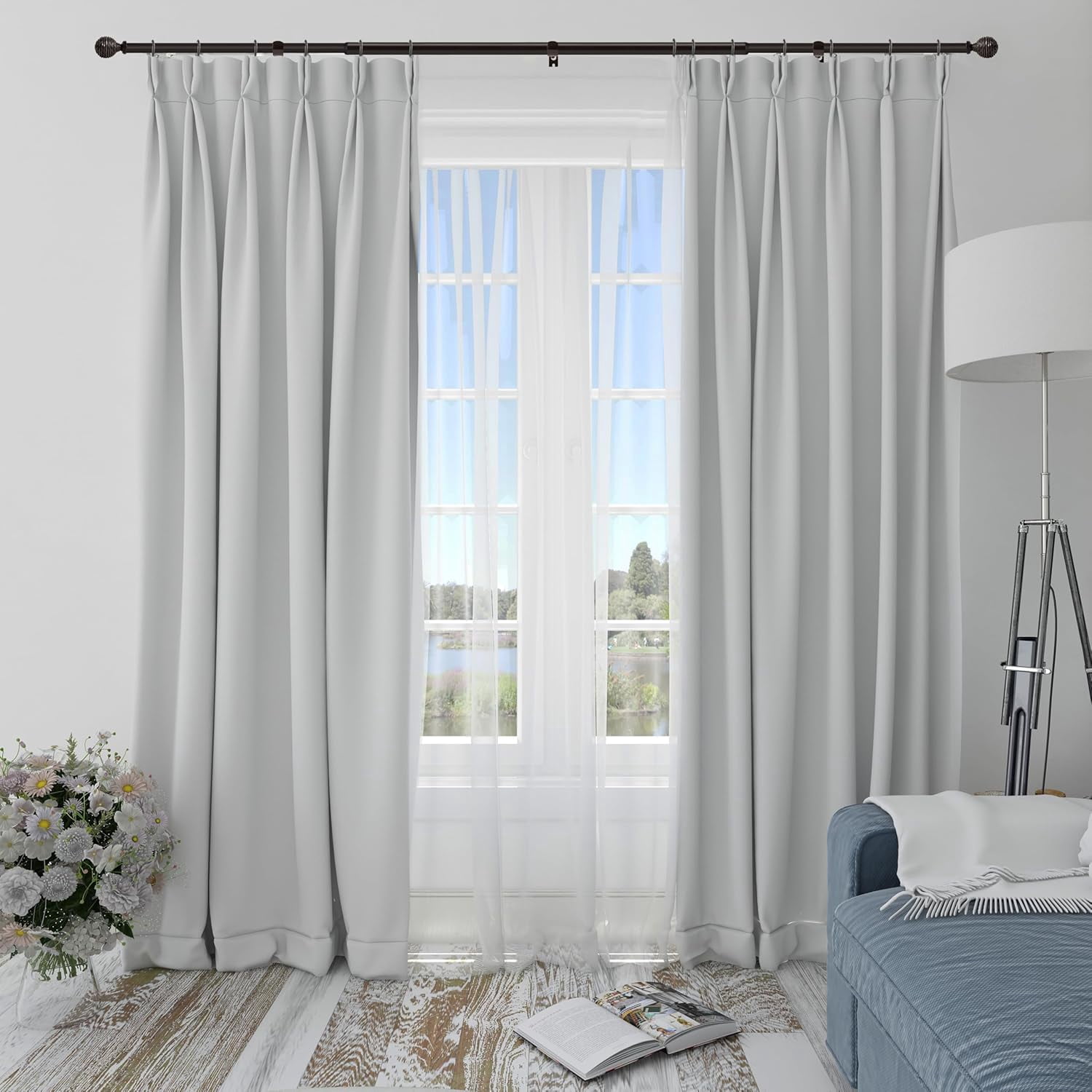 eTeckram 5/8" Single Curtain Rod with Boule Finials,Bronze Gold,28‘’-48‘’