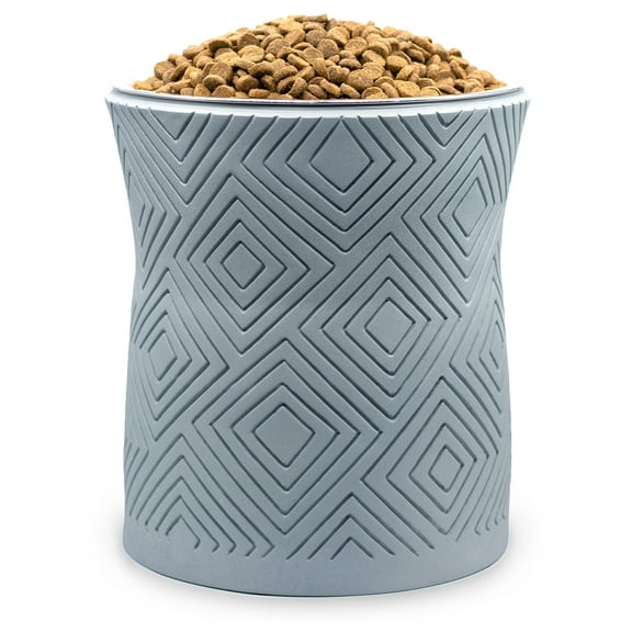 Pet Junkie Santa Fe Elevated Large Polyresin Dog Food & Water Bowl with Stainless Steel Dish for Dogs, Icy Gray