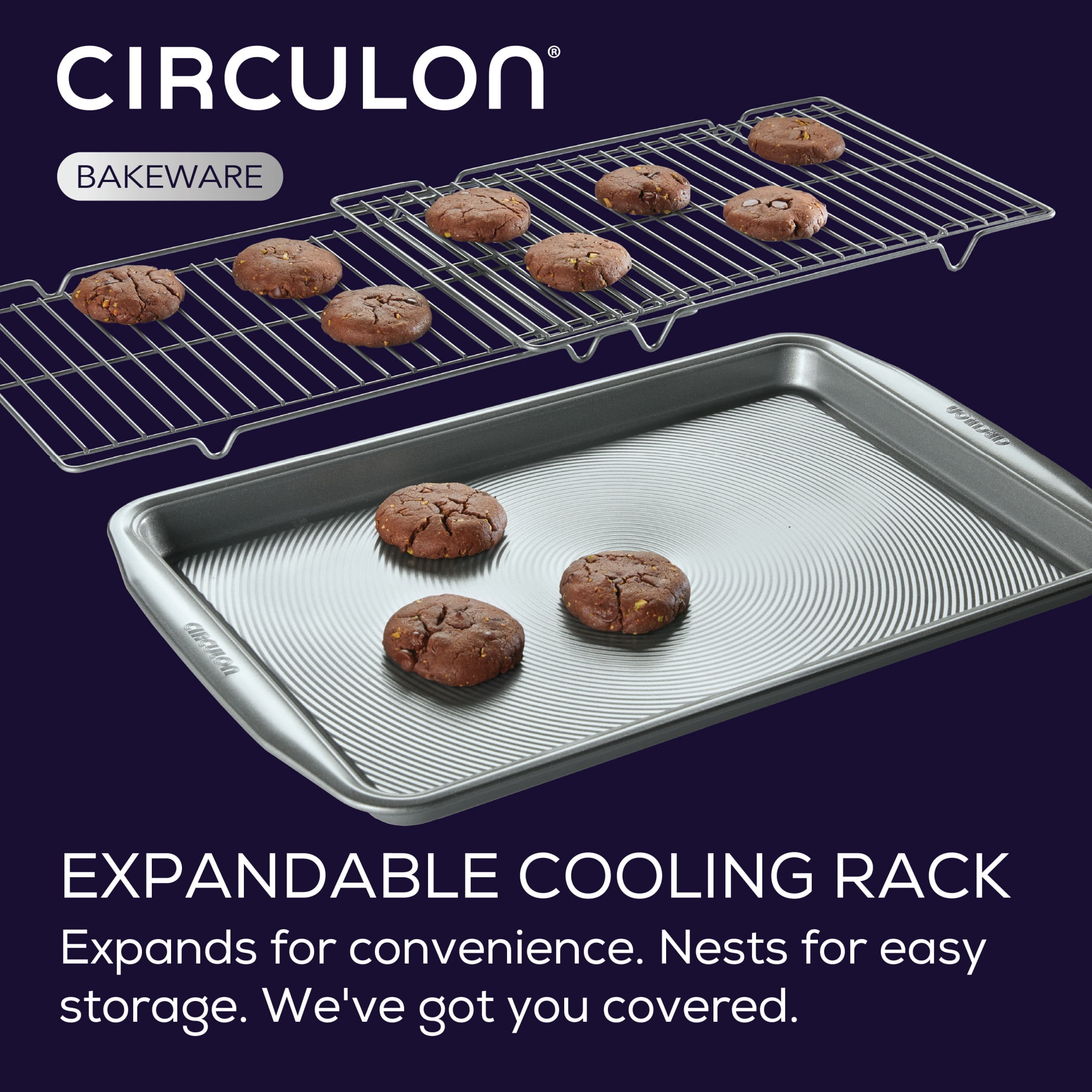 Circulon Bakeware Baking Sheet Pan and Cooling Rack Set, 3-Piece, Silver