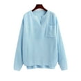 thumbnail image 4 of Innerwin Chandails Tricotés Manches Longues Chandail pour Femme Travail Col en V Maille Chandail Bleu Ciel TG, 4 of 6