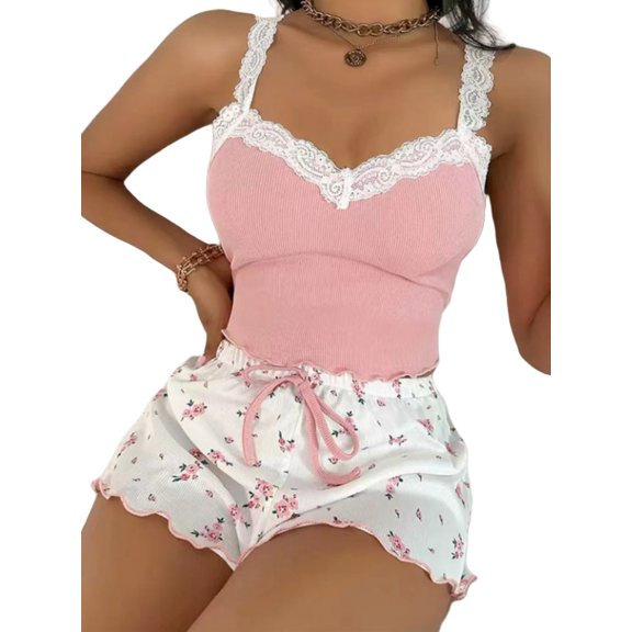 Summer Lace Camisole Pajamas Set Women's Home Pajamas Two-piece Set