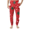 thumbnail image 2 of Dwelliawo Merry Christmas Men's Pajama Pants Loose Fit Funny Pajama with Pockets Christmas Sleepwear Lightweight Pant Snowflake Xmas Snowflake Prints Jogger Pants Watermelon Red XL, 2 of 5