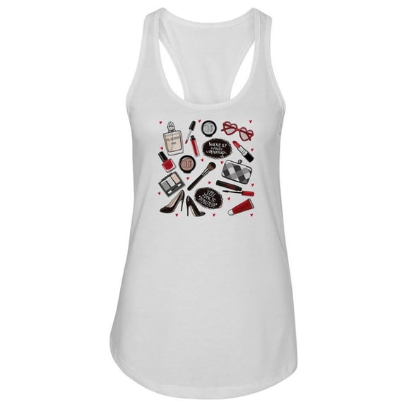 Fashion And Makeup Doodles Tank Women -Image by Shutterstock, Female XX-Large