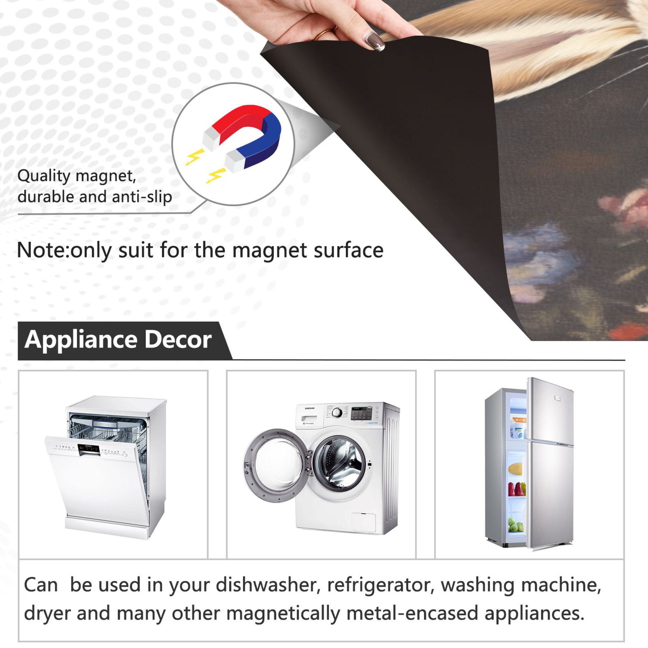 Dishwasher Magnetic Sticker 23x26 Inch Refrigerator Magnetic Sticker Washing Machine Magnetic Sticker Kitchen Panel Magnetic Sticker Home Decor Easter Brown Rabbit