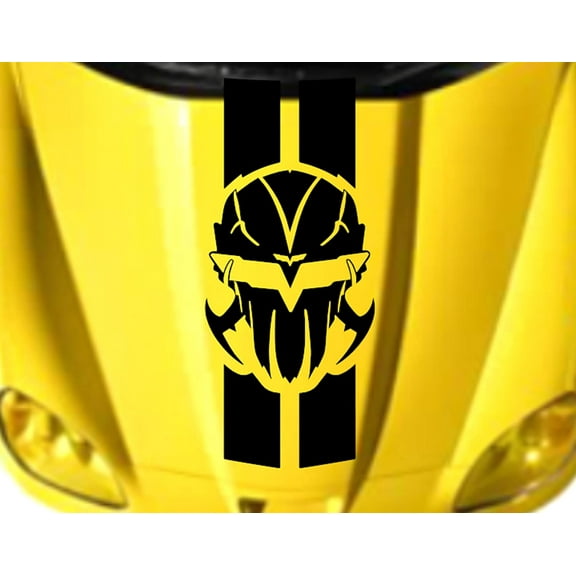 Clausen's World Design VETTATOR SKULL Hood 2 Stripes Vinyl Decal - Compatible with Corvette C6