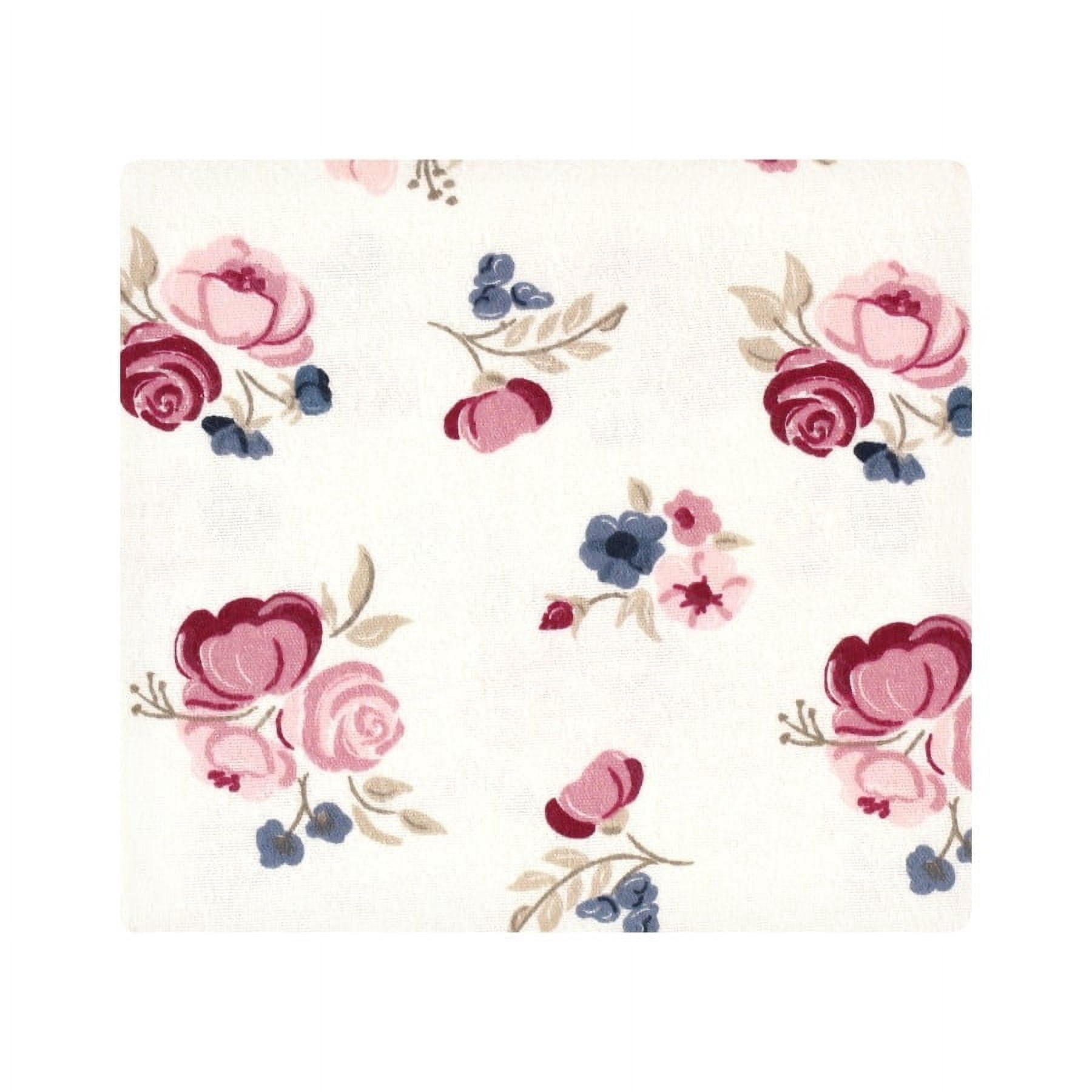 Hudson Baby Infant Girl Cotton Flannel Receiving Blankets, Dusty Rose Floral, One Size