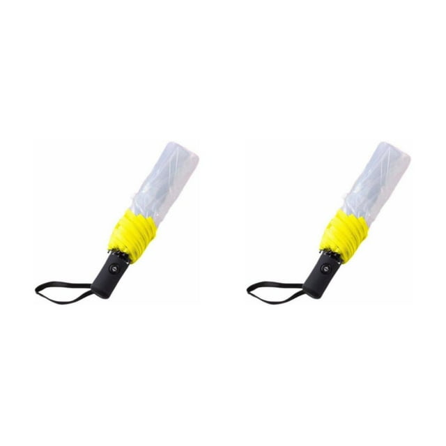 Transemion Stay Dry With Automatic Rain Umbrella Easy To Clean And Durable Transparent Umbrella Plastic Automatic Umbrella yellow 2Set