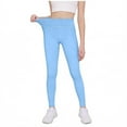 thumbnail image 2 of Twczz Girls Yoga Leggings with Pockets- Full Length Stretch High Wasit Athletic Pants Light Blue Size 8, 2 of 6