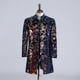 thumbnail image 1 of Traje informal con lentejuelas de terciopelo azul y morado con flores tridimensionales para hombre, abrigo brillante para DJ y cantante, traje de fiesta, 1 of 5