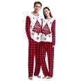 thumbnail image 2 of Conjuntos de pijamas de Papá Noel con estampado de árbol de Navidad para parejas Otoño Invierno Casual mujer cuello redondo manga larga pantalones a cuadros pijama mujer, 2 of 4