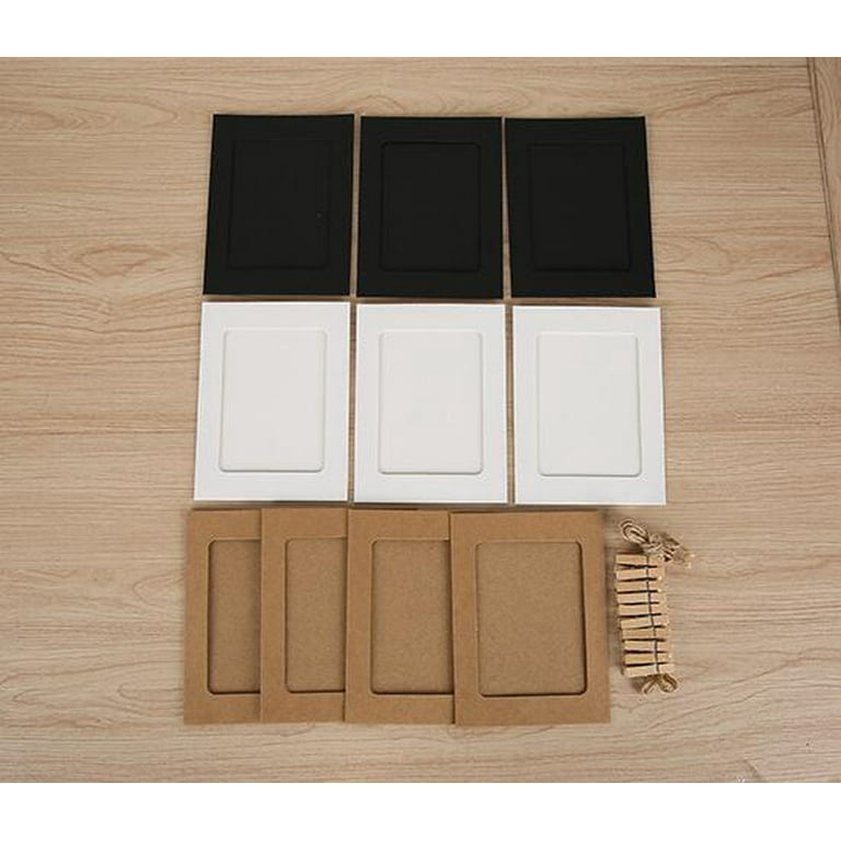 3 set Paper Picture Photo Frame, for 4x6in Photo, Kraft Photo Frames 30  Clothespins with 3 Ropes for Home Wall Decor, School and Office