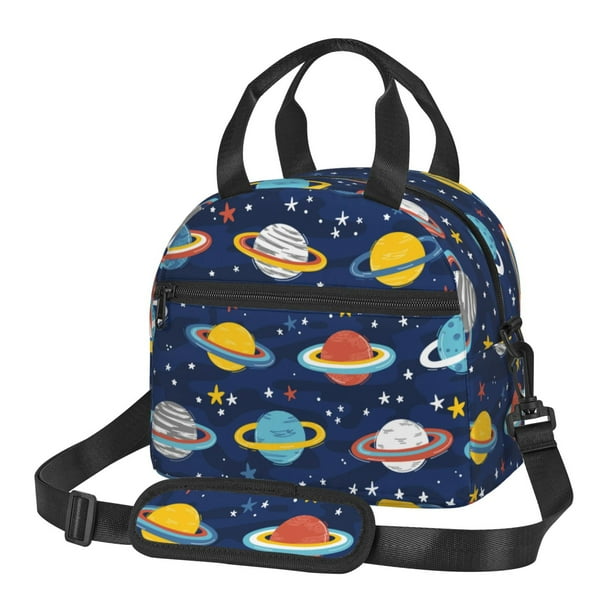 Fotbe Planets and Stars Bolsa de Almuerzo con Estampado, Lonchera Aislada, Contenedores de Comida Reutilizables Tipo Cooler a Prueba de Fugas