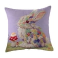 thumbnail image 2 of Pillow Covers 18x18, Easter Decorations Bunny Throw Pillow Covers, Imitation Embroidery Spring Decor for Bedroom Couch Cushion Cover, Purple, 2 of 7