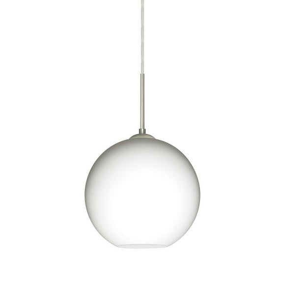 1JT-COCO807-SN-Besa Lighting-Coco 8-One Light Cord Pendant-7.88 Inches Wide by 7.5 Inches High-Satin Nickel Finish-Opal Matte Glass Color-Incandescent