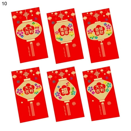 

IOAOAI Red Pocket 6Pcs/Set Foldable Paper Red Pocket Eye-catching Practical Insert Card Slot Lucky Money Bag for Spring Festival