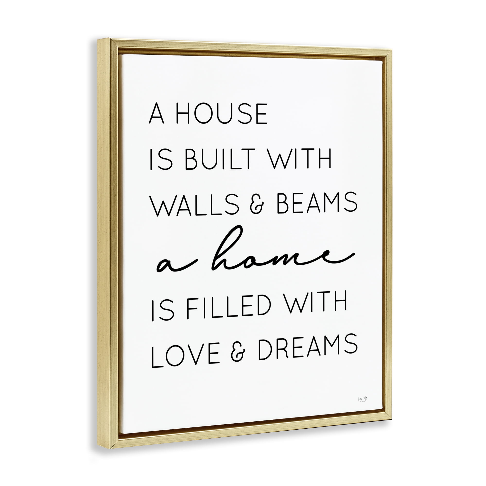 Stupell Industries Love & Dreams Sentiment Typography Painting Gold Floater Framed Art Print Wall Art, 25 x 31