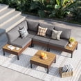 thumbnail image 2 of ELPOSUN Patio L Shaped Conversation Sectional Sofa Set with Coffee Table, 5 Pieces Patio Furniture Seating Group with Side Table for Backyard Garden, Gray, 2 of 6