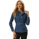 thumbnail image 1 of Chaqueta de mezclilla Allegra K con Cinturón para mujer Vaquera Azul oscuro XS, 1 of 6