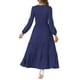 thumbnail image 3 of Vestidos A-Line en capas INSPIRE CHIC para mujer, vestido midi casual de manga larga con cuello redondo y bolsillos, L azul oscuro, 3 of 6