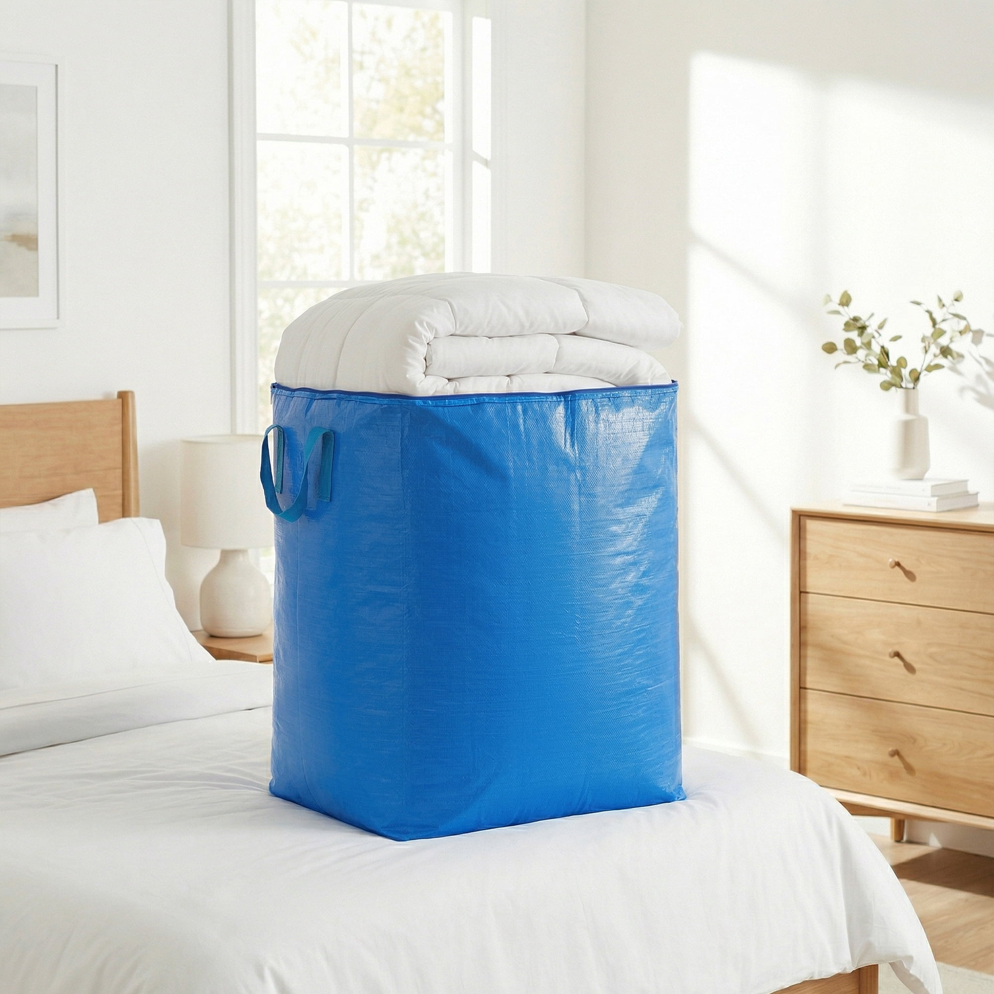 Unique Bargains Clothes Storage Bag with Handles Blue 23.6"x19.7"x31.5"