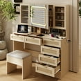 thumbnail image 4 of Ktaxon Large 47.24" Makeup Vanity Table Set with Hidden Storage, 7-Drawer Dressing Table, Bedroom Makeup Table, Natural, 4 of 10
