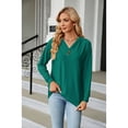 thumbnail image 2 of Anbech Vneck Women Solid Color Shirt Buttons Long Sleeve Blouse Casual Fashion Tops, 2 of 8