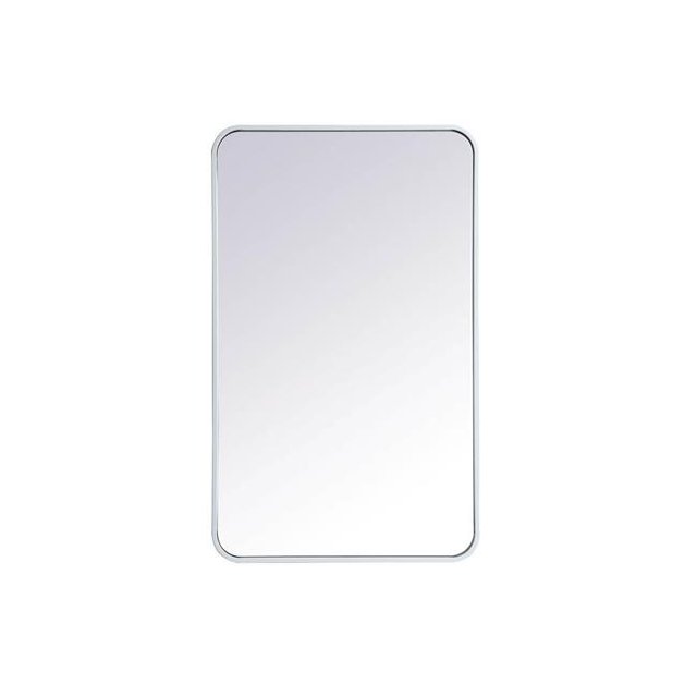 Elegant Lighting MR802236WH 22 x 36 in. Soft Corner Metal Rectangular Mirror, White