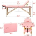 thumbnail image 2 of Massage Table Massage Bed, Portable 3 Section Foldable Tattoo Bed, Height Adjustable Lash Spa Bed with Face Cradle, Home Light Weight  Salon Bed with with Wood Frame, Light Pink, 2 of 9