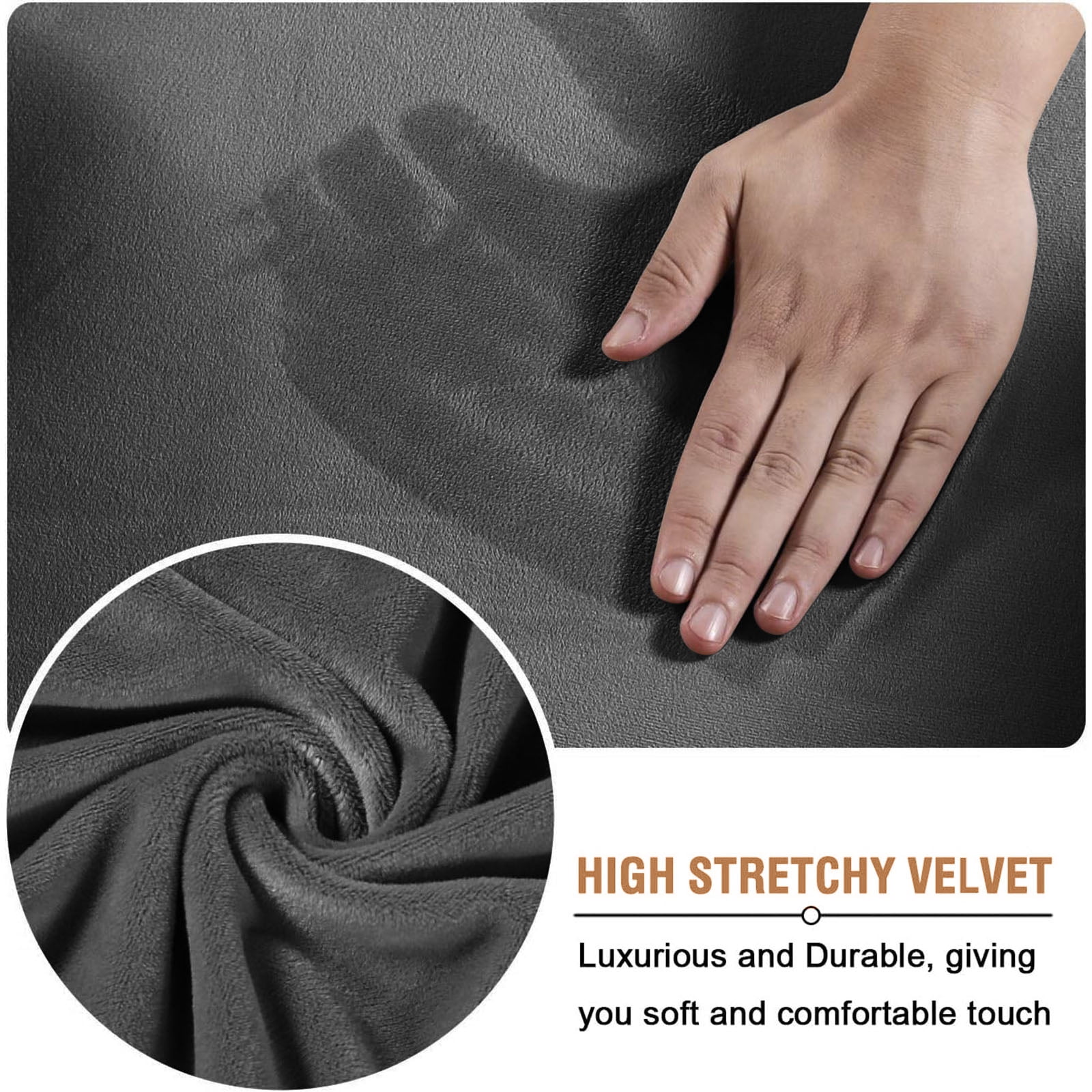 SANMADROLA Sofa Covers 100% Waterproof Slipcover Velvet Stretch Couch Cover for 3 Cushion Sofa Non Slip Leakproof Washable Furniture Protector for Kids Dogs Cats Pets, Gray, Sofa