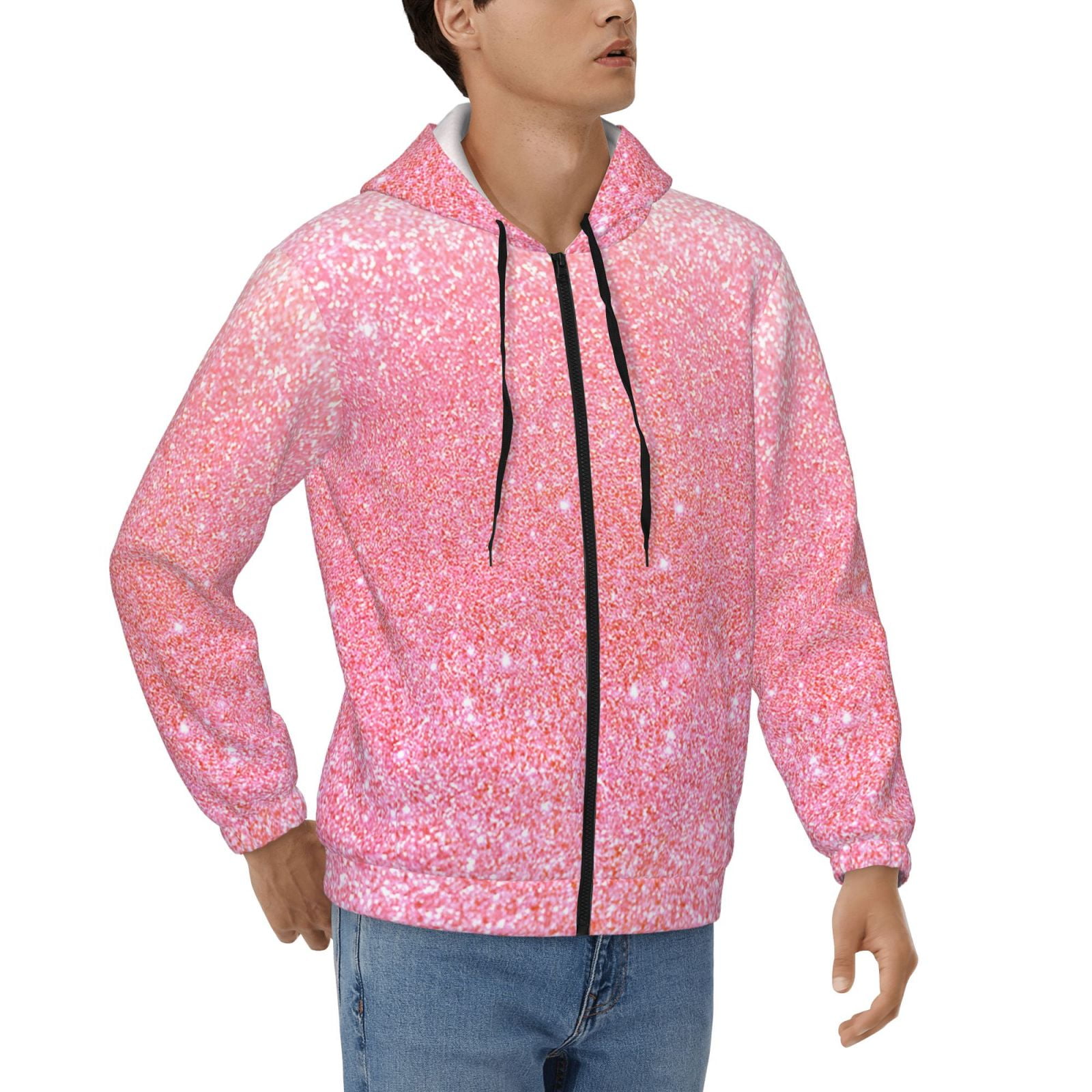 トップス 90 Logo Glitter Light Zip Hoodie Pink M 90 Logo Glitter Zip Hoodie – YZ