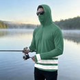 thumbnail image 2 of LTTVQM Unisex Adult UV Guard Long Sleeve Hooded Top Simple Horizontal Band Stripe Print Full Coverage Face Gaiter Design Light Thin Camping Fishing Wear Dark Green 4XL, 2 of 6