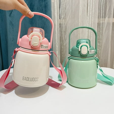 

Riguas 650ml Water Kettle Food Grade Heat-Resistant Stainless Steel Water Drinking Straw Bottle Thermo Vacuum Mug Home Supplies