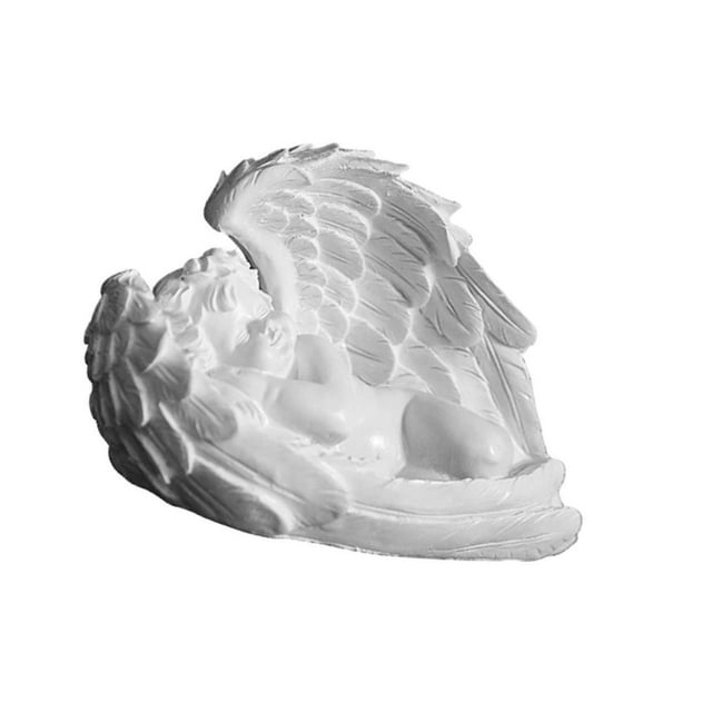 Guardoinrt Beautiful Resin White Angel Statue Delicate Desktop Decor Collection Window Props for Christmas lie down left think 1Set