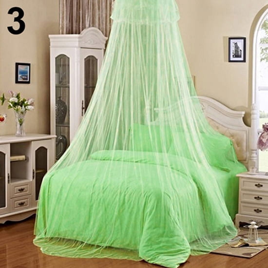 HEVIRGO 4PCS Elegant Lace Insect Bed Canopy Netting Curtain Round Dome Mosquito Net Bedding,Light Blue,60cm by 260cm by 850cm