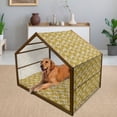thumbnail image 2 of Floral Pet House, Lily Carnation Bouquet Beauty Botany Field Flourishing Mother Nature Theme, Outdoor & Indoor Portable Dog Kennel with Pillow and Cover, 5 Sizes, Earth Yellow Beige, by Ambesonne, 2 of 4