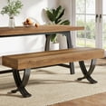 thumbnail image 1 of Fnova 55" Entryway Bench, Farmhouse Long Shoe Bench, Backless Wooden Seat for 2-3, End of Bed Stool with Metal X-Shaped Legs, Kitchen Table Seat Dining Seat for Entryway, Hallway, Living Room, 1 of 9