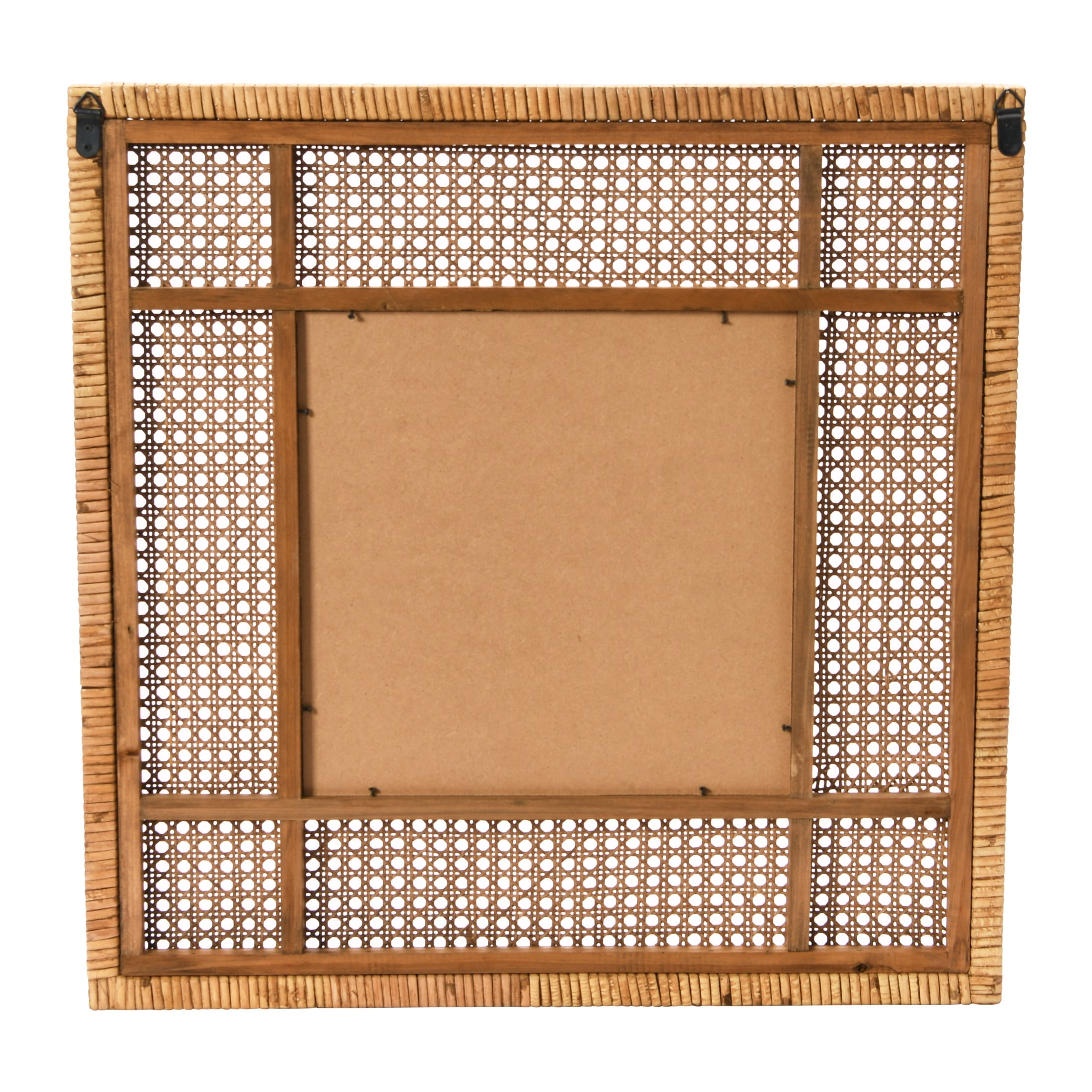 Creative Co-Op Square Boho Rattan Framed Wall Mirror, Natural