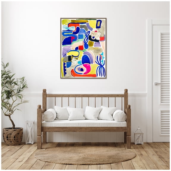 Kate and Laurel Abstract 05 Framed Canvas Wall Art  by Emma Daisy 32 x 42 Sylvie Dark Gold, Modern Contemporary, Abstract Art for Wall Decor, Living Room Bedroom