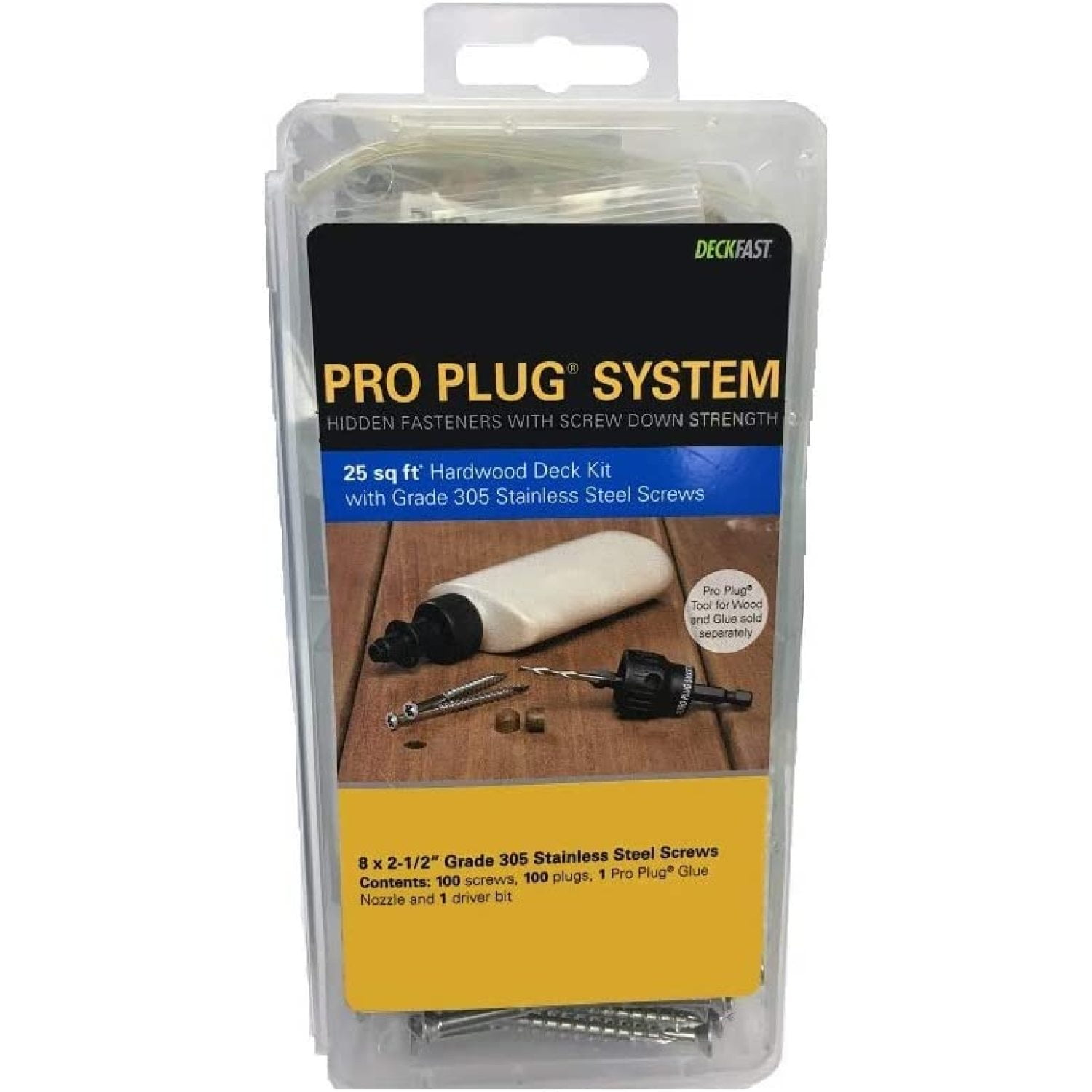 Starborn Pro Plug System Wood Deck Kit with 100 Ipe Plugs, 21/2" SS