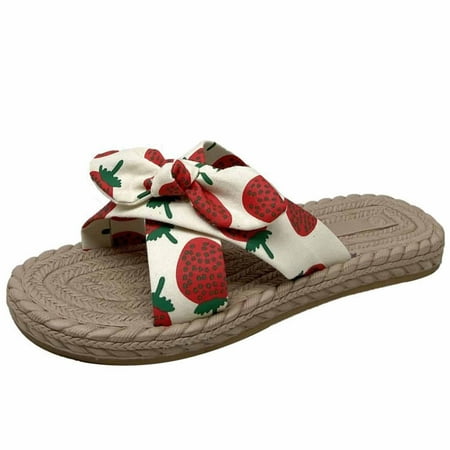 

BRISEZZS Women s Slide Sandals- Casual Bohemian Open Toe Beach New Style Summer Flat Slide Sandals #288 Watermelon Red-38