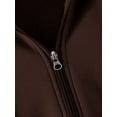 thumbnail image 3 of Women's Zip Up Long Sleeve Oversized Drawstring Hoodie Hooded Sweatshirt,Coffee Brown,M, 3 of 6