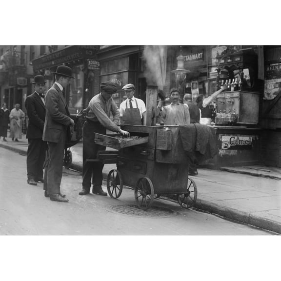 Baked Potato Vendor With A Pushcart Oven In New York'S Lower East Side History (36 x 24)