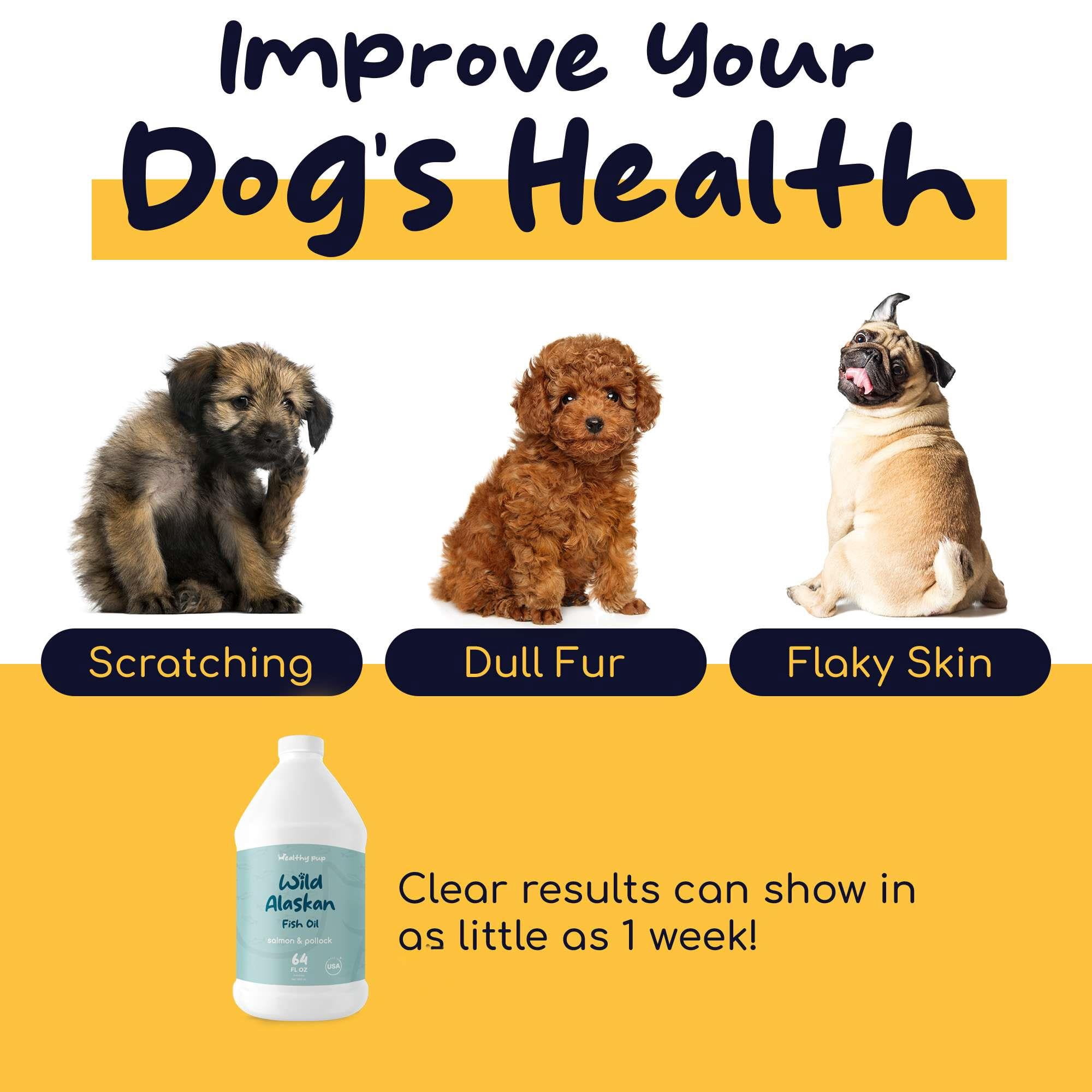 Healthy Pup Wild Alaskan Salmon Oil formula for Dogs and Cats Omega 3 Fish Oil, Skin and Coat Supplement 64oz